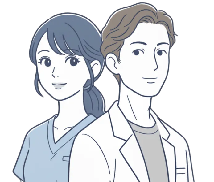 最新エコーを使用して痛みの原因を分析する様子